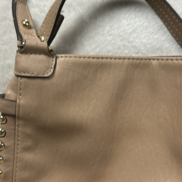 Jessica Simpson Women's Tan Faux Leather Camille Hobo Bag Tote with Gold Beads - Picture 11 of 11